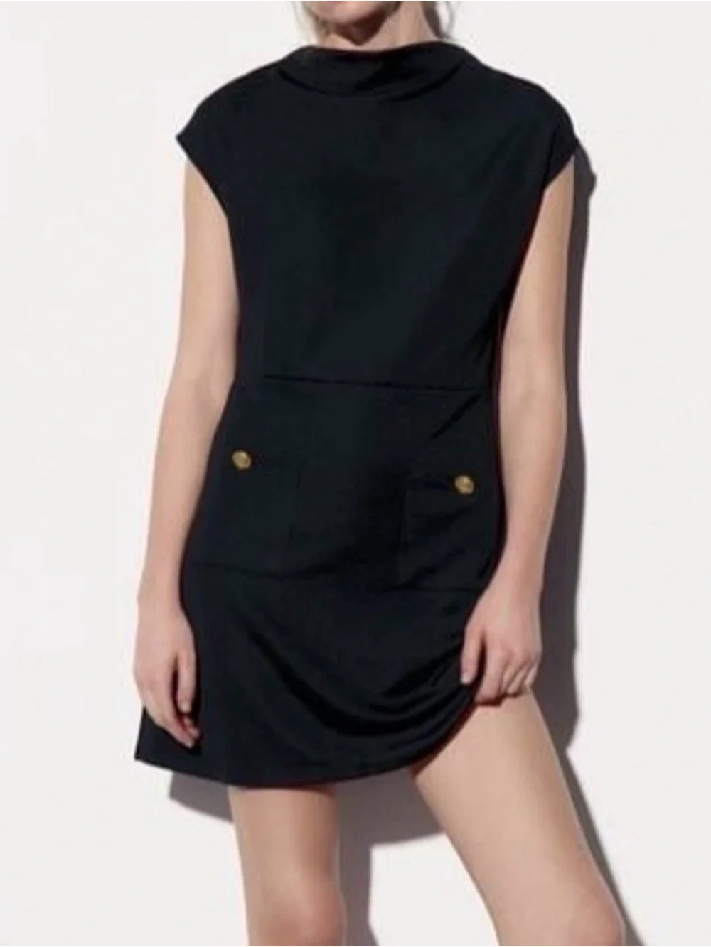♥️ Zara  Black Pocket Shift Mini  Dress